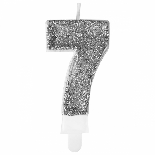 Premium Number 7 Candle Silver